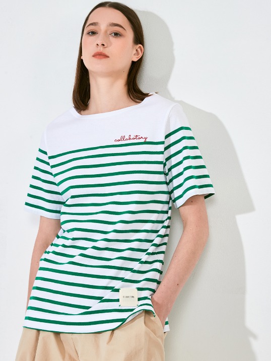 Cotton Stripe Short Sleeve T-shirt_GN